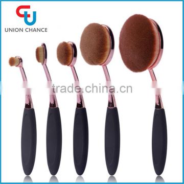 5Pcs Toothbrush Cosmetic Beauty Tools Gun Plated Handle Oval Brush Set