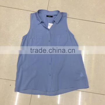 China suppliers stocklots ladies elegant silk sleeveless blouse