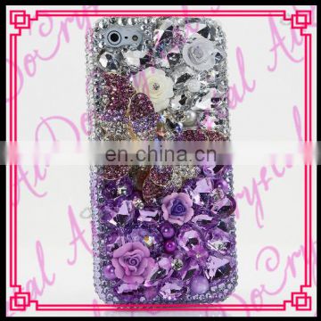 Aidocrystal Custom DIY 2016 New rock rhinestone flower Bling bowknot Diamond phone case for iphone 6
