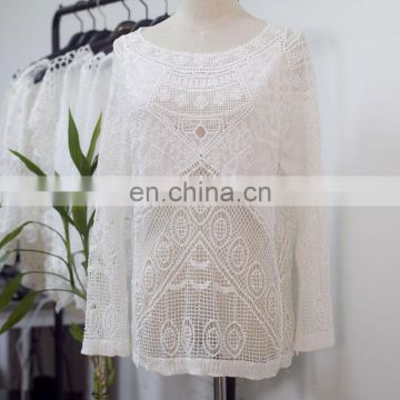 2016 hot sale elegant crochet lace blouse for women custom design lace blouse