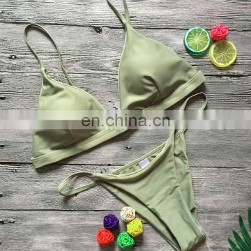 Army Green Solid Bikini Set Women Triangle Sexy Two Pieces Swimwear 2019 Girl Plain Beach Bathing Suit Swimsuits