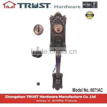 8071AC:TRUST Zinc Alloy Strong Handle Lockset with Brass cylinder