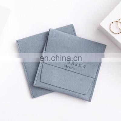 PandaSew Custom Deboss Printed Logo Microfiber Envelope Style with Band Earring Gift Jewelry Pouch