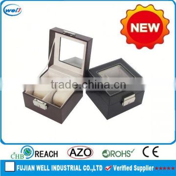 Luxury PU leather rotating watch box with cushion
