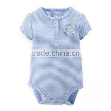short sleeve baby clothing china light blue stripe romper baby
