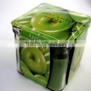 green apple scented candle with glass jar