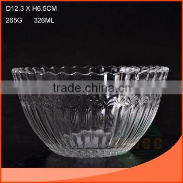 326ml glass salad bowl with decorative embossment for dining