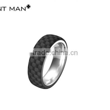 High quality jewelry 2016 popular rings mens black carbon fiber tungsten Carbide ring band
