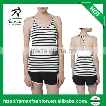 Ramax Custom Girls Y Back Stripe Yoga Tank Tops