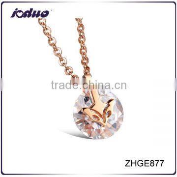 New Girls Rose Gold Plated Fox Pendant Stainless Steel Necklace