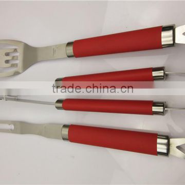 Factory Price Stainless Steel 3pcs BBQ Grill Tools set with Rubber Plastic Handle