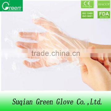 Disposable blue polythene protective gloves