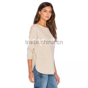Wholesale korean fashion stripe 100 combed cotton cheap t shirts