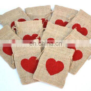 Perfect gift burlap heart printing wedding mini gift bags