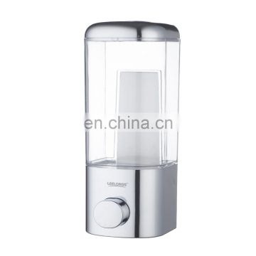 Leelongs 500ml Plastic Manual Liquid Crystal Visible Family Hotel Soap Dispenser with Chrome