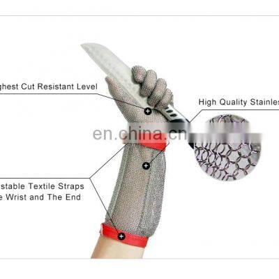 Extended Long StainlessSteel Ring Cut Resistant Gloves 8cm Cuff