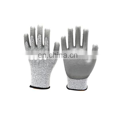 ANSI Cut 5 PU Coated Safety Glove CPE512 Heavy Duty High Cut Grey Soft Gloves