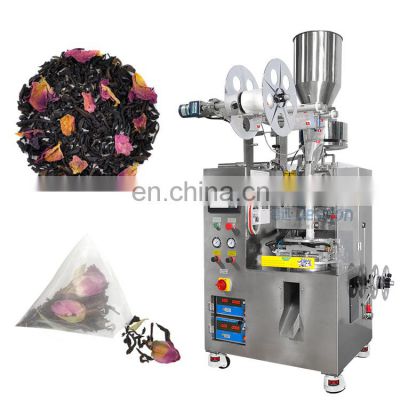 Automatic volumetric weighing nylon cone tea bag packaging machine for flower tea triangle packing machine
