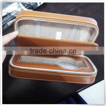 Luxury handmade packing pu leather travel watch case for man