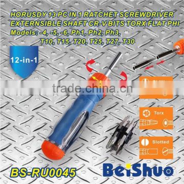 BS-RU0045 12 in 1 screwdriver with ratche bit set
