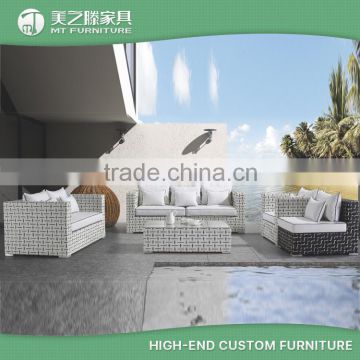 Cheap modern custom black and white crossed grid design outdoor wicker furniture rattan sofa set                        
                                                                Most Popular
                                                    Suppl
