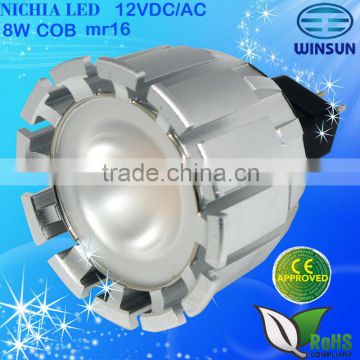 China manufacturer mr16 8w cob led spotlight dimmable 12VDC/AC