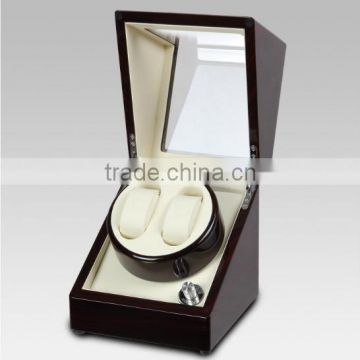 Custom Logo Printed 2 Slot Glossy Wooden Safety Automatic Watch Winder