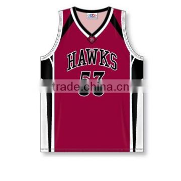 100% Polyester Custom Sublimated Hawks V-Neck Pro Cut Basketball Jersey / Shirt