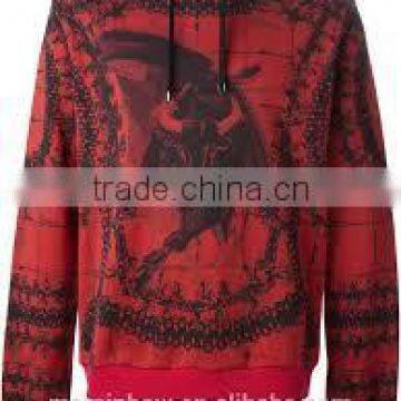 Custom made Red Pullover Sublimation Printed Polyester Fleece Hoody