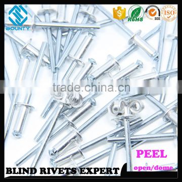 HIGH QUALITY OPEN END FACTORY RECESSED CROWN AL/ST PEEL RIVETS