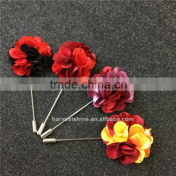 2016 Handmade Blooming Fabric Jasmine Flower Lapel Pins,Long Needle Lapel Pins For Men