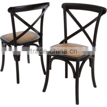 Black Wood Cross back chair with small cushion