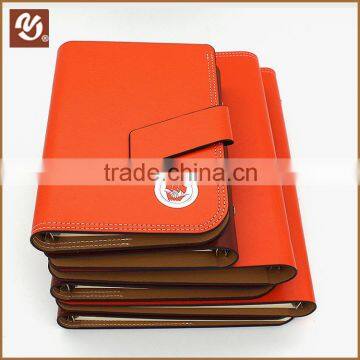 Latest design hardcover A5 leather loose leaf notebook with metal logo