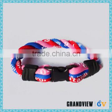 New design high quality pink-red-blue tri braided sports necklace