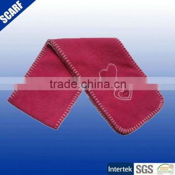 Promotional wholesale heart pattern printed winter polyester fleece scarf