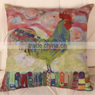 Wholsale Rooster One Side Printing Linen Cushion Cover