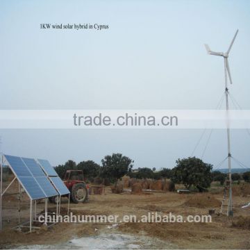 home wind solar hybrid power system 1KW wind generator 500W solar panel