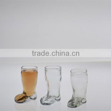 hand made clear glass boot shaped shot glass