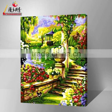 2016 handmade beautiful scenery oil canvas painting by number for wholesales