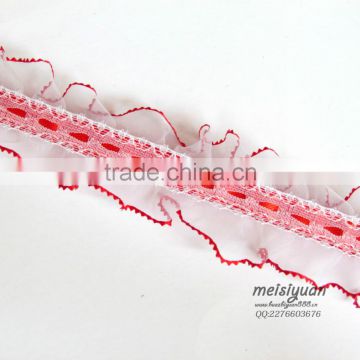 Newest white red bridal lace beaded trim