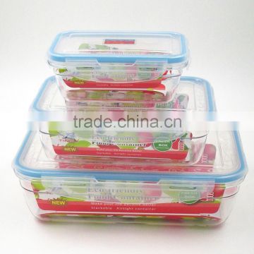 3pcs transparent rectangle plastic freezer food container