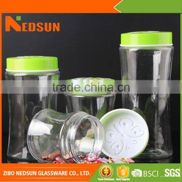 High quality large glass jar with plastic lid