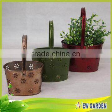 Export Quality Nice Design colorful metal flower pots with handles