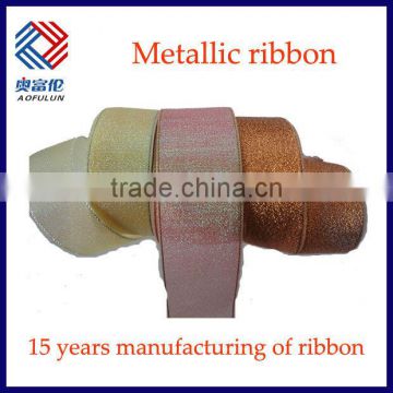 Gold/silver 1-1/2'' metallic ribbon for gift packing