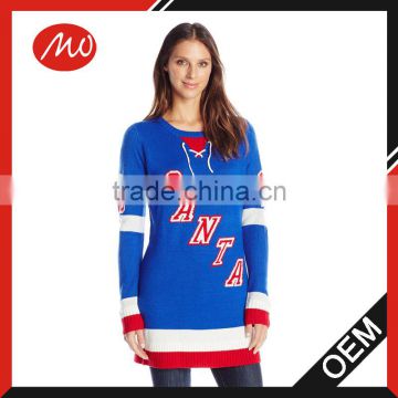 Women's Kris Kringle Tunic Hockey Jersey Ugly loose Christmas Sweater