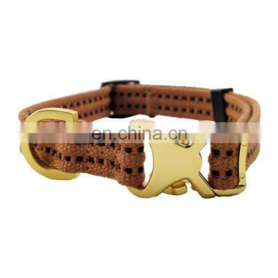 Wholesale fashion cotton dog collar with metal buckle accept custom color durable and washable collar for dog