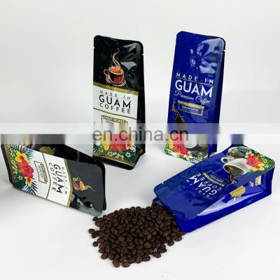 6oz/3oz wholesale food grade flat bottom custom coffee bag packaging with valve