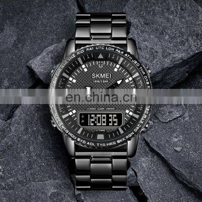 New Arrival Skmei 1898 Black Metal Digital Watch Stainless Steel Strap Wristwatch Luxury Gold Color