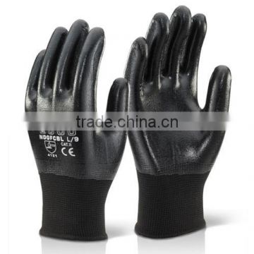 Black Slim Liquid / Waterproof Nitrile Fully Coated Polyester Safety Work Gloves