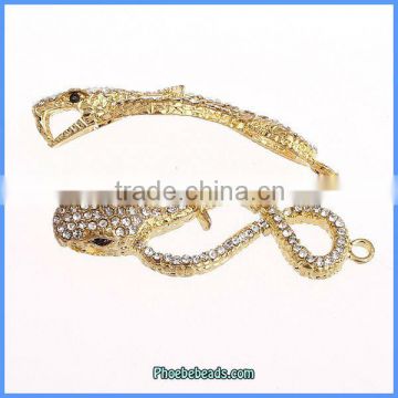 Wholesale Hot Sale Rhinestone Pave Curved Snake Connector Beads OMC-023B